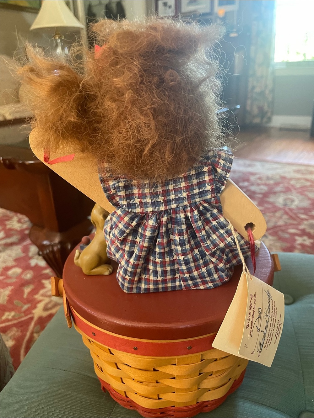 Longaberger Doll-Topped Woven Basket in Red, Blue & Natural - Picture 6 of 9